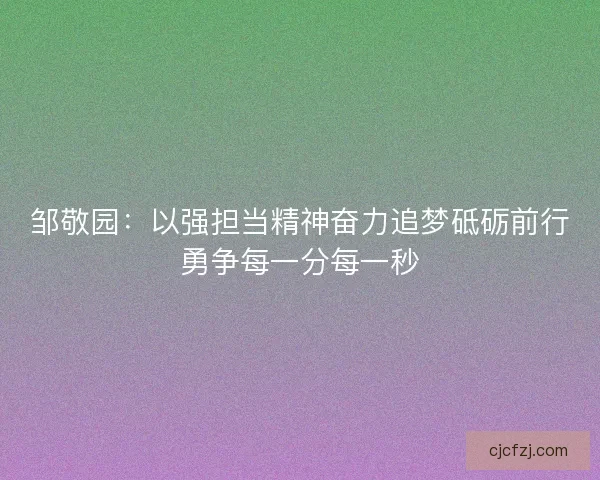 邹敬园：以强担当精神奋力追梦砥砺前行勇争每一分每一秒