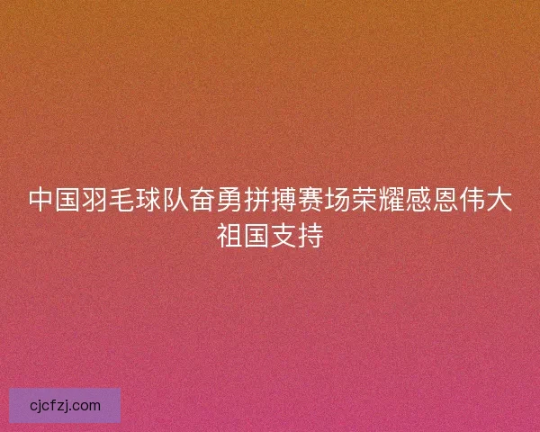 中国羽毛球队奋勇拼搏赛场荣耀感恩伟大祖国支持